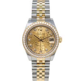 Rolex Datejust 31 178383 Wristwatch, Jubilee Bracelet, Champagne Jubilee Diamond Dial, Diamond Bezel