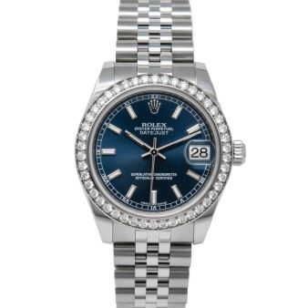 Rolex Datejust 31 178384 Wristwatch, Jubilee Bracelet, Blue Index Dial, Diamond Bezel