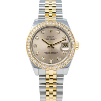 Rolex Datejust 31 178383 Wristwatch, Jubilee Bracelet, Champagne Diamond Dial, Diamond Bezel