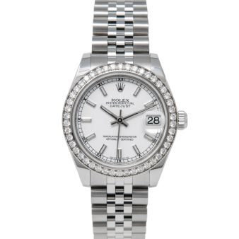 Rolex Datejust 31 178384 Wristwatch, Jubilee Bracelet, White Index Dial, Diamond Bezel