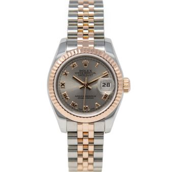 Rolex Lady-Datejust 179171 Wristwatch, Jubilee Bracelet, Silver Roman Dial, Fluted Bezel