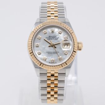 Rolex Lady-Datejust 279173 Wristwatch, Jubilee Bracelet, Mother of Pearl Diamond Dial, Fluted Bezel