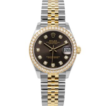 Rolex Datejust 31 278383RBR-0022 Wristwatch, Jubilee Bracelet, Dark Gray Diamond Dial, Diamond Bezel