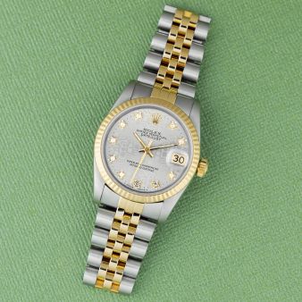 Rolex Datejust 31 68273, Yellow Gold & Steel, Silver Jubilee Diamond Dial, Jubilee Bracelet (Renewed)