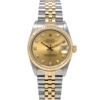 Rolex Datejust 31 68273 Wristwatch, Jubilee Bracelet, Champagne Diamond Dial, Fluted Bezel