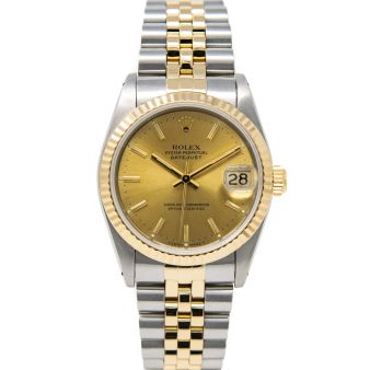 Rolex Datejust 31 68273 Wristwatch, Jubilee Bracelet, Champagne Index Dial, Fluted Bezel