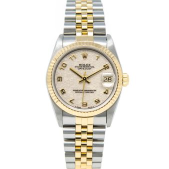 Rolex Datejust 31 68273 Wristwatch, Jubilee Bracelet, Champagne Jubilee Arabic Dial, Fluted Bezel