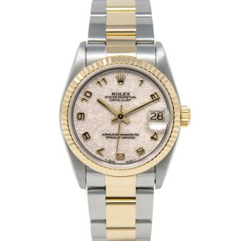 Rolex Datejust 31 68273 Wristwatch, Oyster Bracelet, Champagne Jubilee Arabic Dial, Fluted Bezel