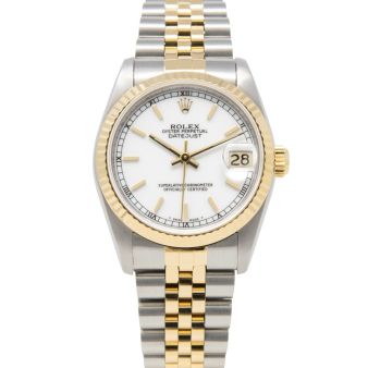 Rolex Datejust 31 68273 Wristwatch, Jubilee Bracelet, White Index Dial, Fluted Bezel