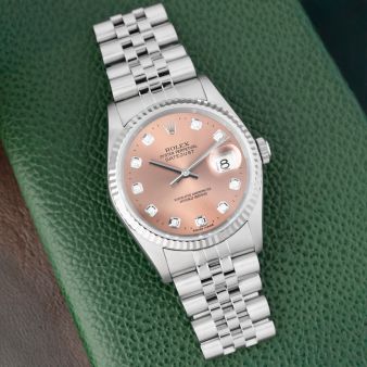 Rolex Datejust 36 16234, Steel & White Gold, Rose Diamond Dial, Jubilee Bracelet