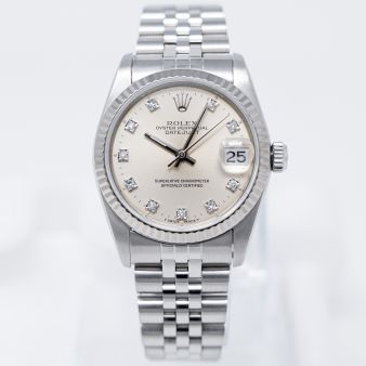 Rolex Datejust 31 68274 Wristwatch, Jubilee Bracelet, Silver Diamond Dial, Fluted Bezel