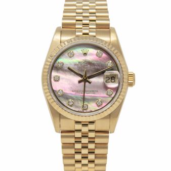Rolex Datejust 31 68278 Wristwatch, Jubilee Bracelet, Black Mother of Pearl Diamond Dial, Fluted Bezel