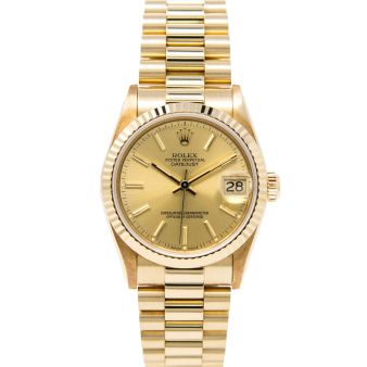 Rolex Women's Datejust 31 68278 Wristwatch, President Bracelet, Champagne Index Dial, Fluted Bezel