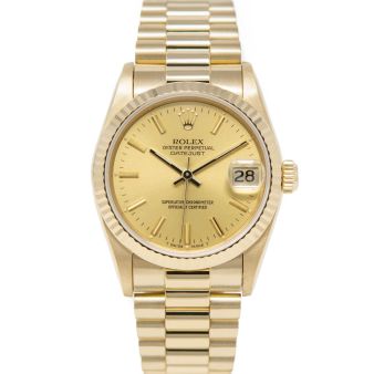 Rolex Datejust 31 68278 Wristwatch, President Bracelet, Champagne Index Dial, Fluted Bezel