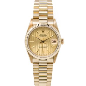 Rolex Women's Datejust 31 68278 Wristwatch, President Bracelet, Champagne Index Tapestry Dial, Fluted Bezel