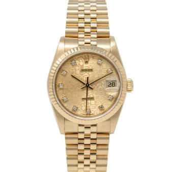 Rolex Datejust 31 68278 Wristwatch, Jubilee Bracelet, Champagne Jubilee Diamond Dial, Fluted Bezel
