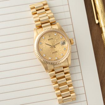 Rolex Datejust 31, Yellow Gold, Champagne Jubilee Diamond Dial, President Bracelet, 68278, Watch Only