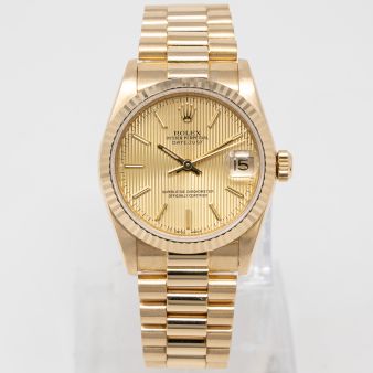 Rolex Datejust 31 68278 Wristwatch, Champagne Tapestry Dial, President Bracelet, Fluted Bezel