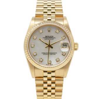 Rolex Datejust 31 68278 Wristwatch, Jubilee Bracelet, Mother of Pearl Diamond Dial, Fluted Bezel
