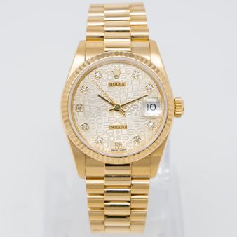 Rolex Datejust 31 68278 Wristwatch, Silver Jubilee Diamond, President Bracelet, Fluted Bezel