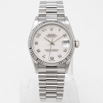 Rolex Datejust 31 68279 Wristwatch, Mother of Pearl Arabic Dial, Fluted Bezel, President Bracelet