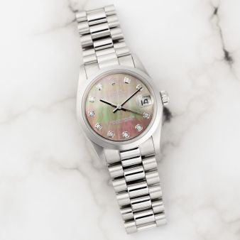 Rolex Datejust 31 78246, Platinum, Black Mother of Pearl Diamond Dial, President Bracelet
