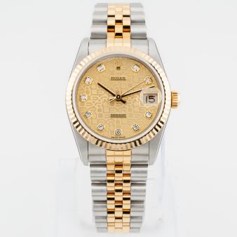 Rolex Lady Datejust 31 78273 Wristwatch, Jubilee Bracelet, Champagne Jubilee Diamond Dial, Fluted Bezel