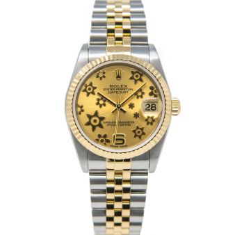 Rolex Women's Datejust 31 78273 Wristwatch, Jubilee Bracelet, Champagne Floral Motif Dial, Fluted Bezel