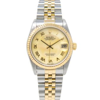 Rolex Women's Datejust 31 78273 Wristwatch, Jubilee Bracelet, Yellow Decorated MOP Roman Dial, Fluted Bezel