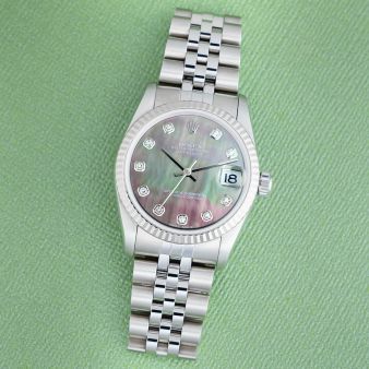 Rolex Datejust 31 78274, Steel & White Gold, Black Mother of Pearl Diamond, Jubilee Bracelet