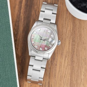 Rolex Datejust 31 78274, Steel & White Gold, Black Mother of Pearl Diamond, Oyster Bracelet