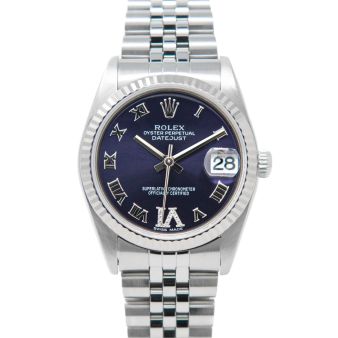 Rolex Women's Datejust 31 78274 Wristwatch, Jubilee Bracelet, Purple Roman Diamond VI Dial, Fluted Bezel