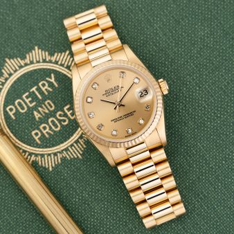 Rolex Datejust 31 68278, Yellow Gold, Champagne Diamond Dial, President Bracelet