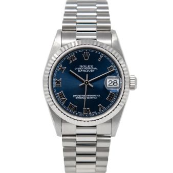 Rolex Datejust 31 78279 Wristwatch, President Bracelet, Blue Roman Dial, Fluted Bezel