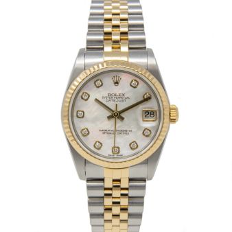 Rolex Datejust 31 78273 Wristwatch, Jubilee Bracelet, Mother of Pearl Diamond Dial, Fluted Bezel