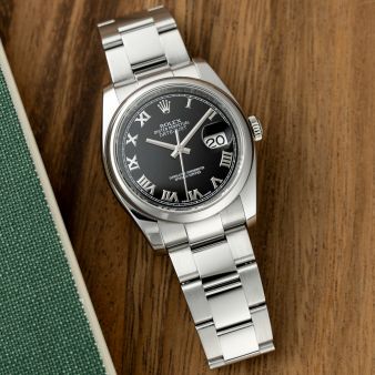 Rolex Datejust 36 116200 Wristwatch, Stainless Steel, Black Roman Dial, Oyster Bracelet, Box Only