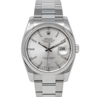 Rolex Datejust 36 116200 Wristwatch, Oyster Bracelet, Silver Index Dial, Smooth Bezel
