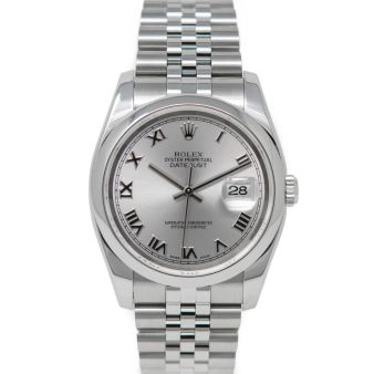 Rolex Datejust 36 116200 Wristwatch, Jubilee Bracelet, Rhodium Roman Dial, Smooth Bezel