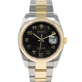 Rolex Datejust 36 116203 Wristwatch, Oyster Bracelet, Black Jubilee Arabic Dial, Smooth Bezel