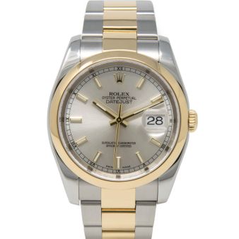 Rolex Datejust 36 116203 Wristwatch, Oyster Bracelet, Silver Index Dial, Smooth Bezel