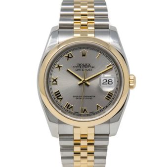 Rolex Datejust 36 166203 Wristwatch, Jubilee Bracelet, Steel Roman Dial, Smooth Bezel