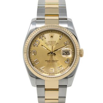 Rolex Datejust 36 116233 Wristwatch, Oyster Bracelet, Champagne Concentric Arabic Dial, Fluted Bezel