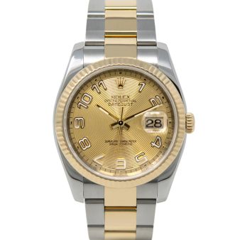 Rolex Datejust 36 116233 Wristwatch, Oyster Bracelet, Champagne Concentric Arabic Dial, Fluted Bezel