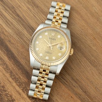 Rolex Datejust 36 116233 Wristwatch, Jubilee Bracelet, Champagne Jubilee Diamond Dial, Fluted Bezel
