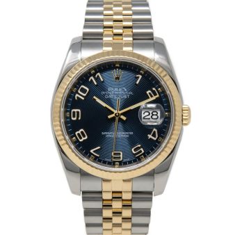 Rolex Datejust 36 116233 Wristwatch, Jubilee Bracelet, Blue Concentric Arabic Dial, Fluted Bezel
