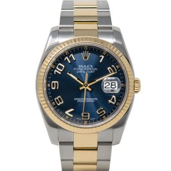 Rolex Datejust 36 116233 Wristwatch, Oyster Bracelet, Blue Concentric Arabic Dial, Fluted Bezel