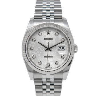 Rolex Datejust 36 116234 Wristwatch, Jubilee Bracelet, Silver Jubilee Diamond Dial, Fluted Bezel