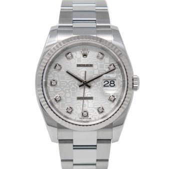 Rolex Datejust 36 116234 Wristwatch, Oyster Bracelet, Silver Jubilee Diamond Dial, Fluted Bezel