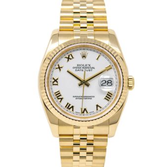 Rolex Datejust 36 116238 Wristwatch White Roman Face Jubilee Bracelet