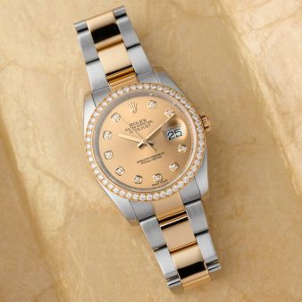 Rolex Datejust 36 116243, Steel & Gold, Champagne Diamond Dial, Oyster Bracelet